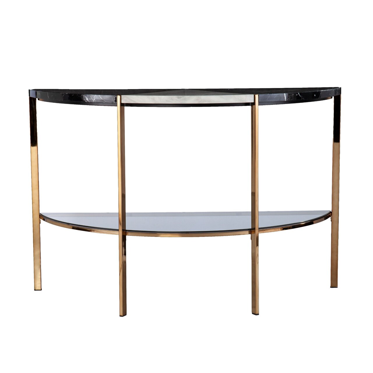 Southern Enterprises 44" Gold and Black Contemporary Demilune Console Table